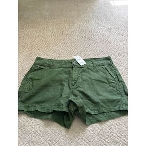 NWT J Crew Army Green Linen/Cotton Shorts Size 10